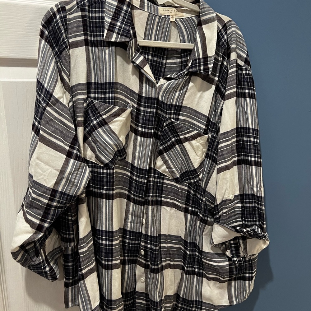 Side Stitch Navy and White Striped Shirt